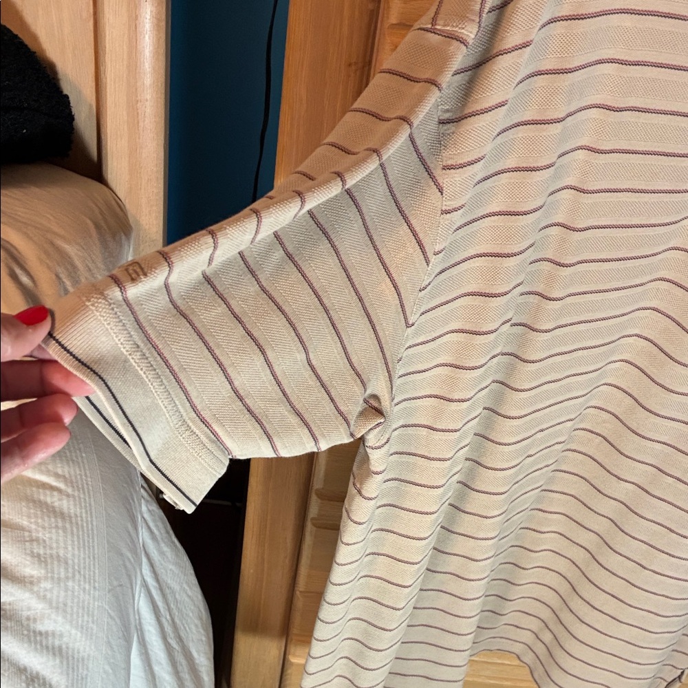 Ping Men's Beige and Brown Striped Polo Shirt XXL Dadcore Golf - Picture 3 of 5